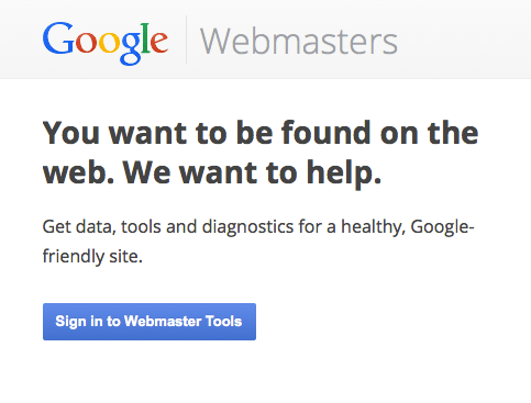 Sign in to Webmaster Tools
