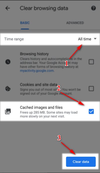Fitur cache image and file pada Google Chrome mobile.