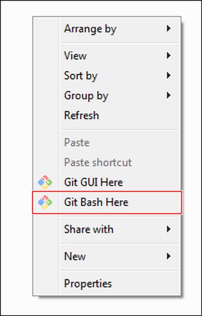 cara menggunakan Git bash here